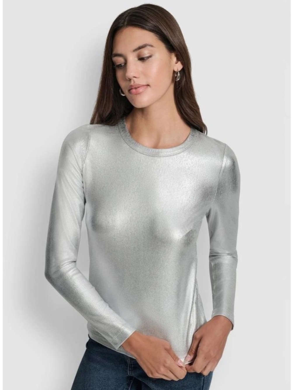 DKNY Ribbed Metallic Shirt